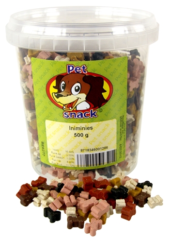 PETSNACK Hondenkoekjes INIMINIES Zachte trainingssnacks kleine botjes - Kleurenmix - 500 g