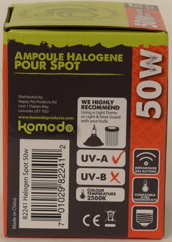 KOMODO Halogeen Spotlamp ES hoge intensiteit & IRA verwarmingsreflector, feller wit licht - Wit - 50W