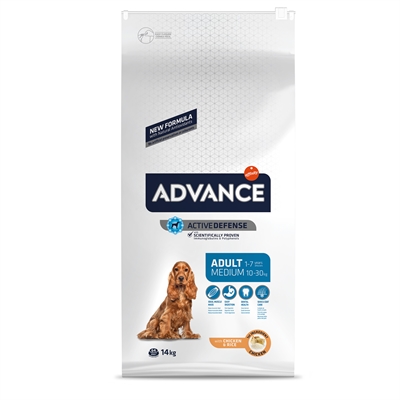ADVANCE Hondenvoer ADULT MEDIUM Voor volwassen middelgrote honden, kip & rijst licht verteerbaar - Omega 3/6 - 14 kg