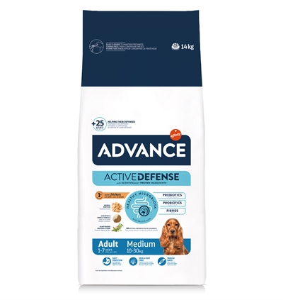 ADVANCE Hondenvoer ADULT MEDIUM Voor volwassen middelgrote honden, kip & rijst licht verteerbaar - Omega 3/6 - 14 kg