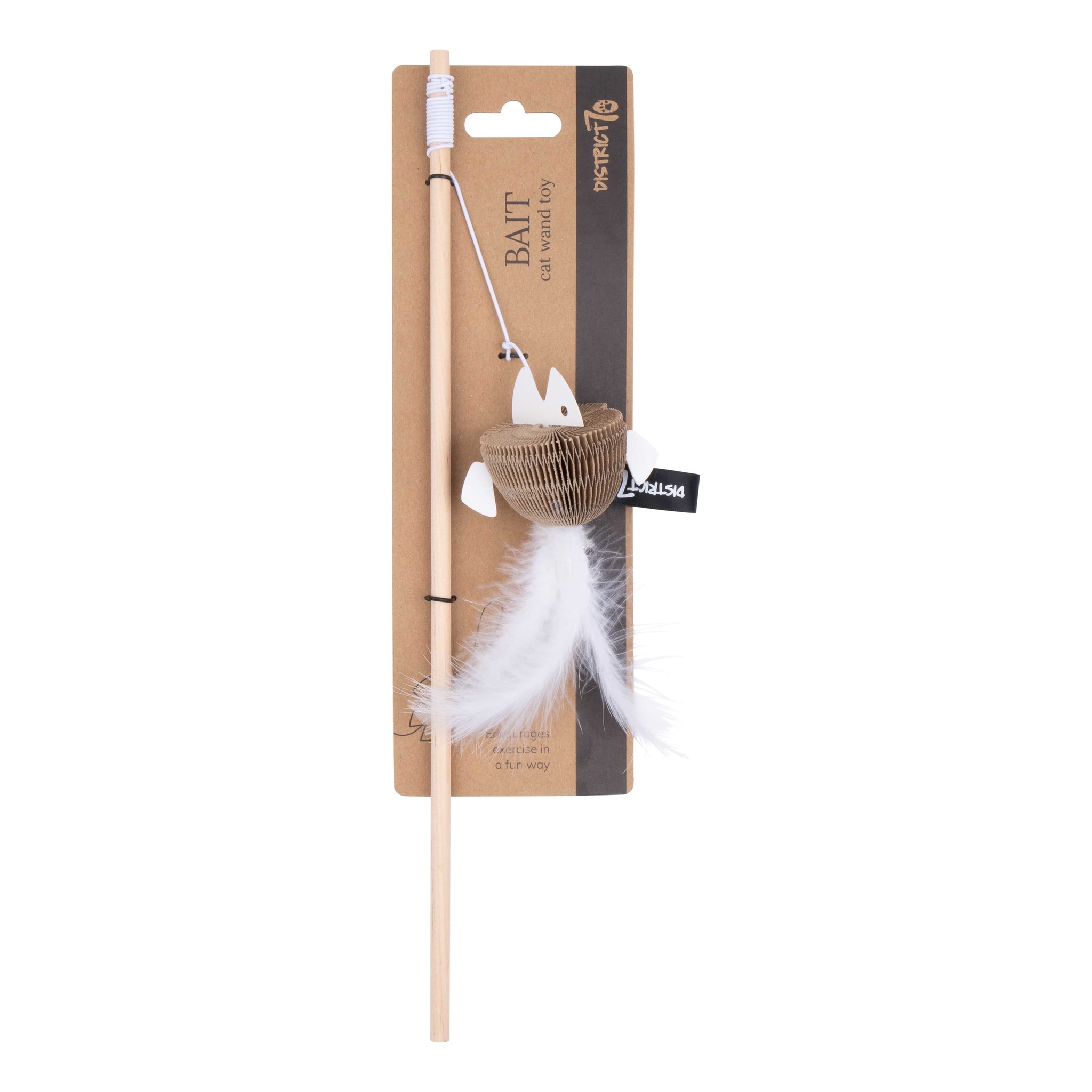 District 70 Kattenhengel BAIT Wit - 40×55×18 cm met Belletje en Veren