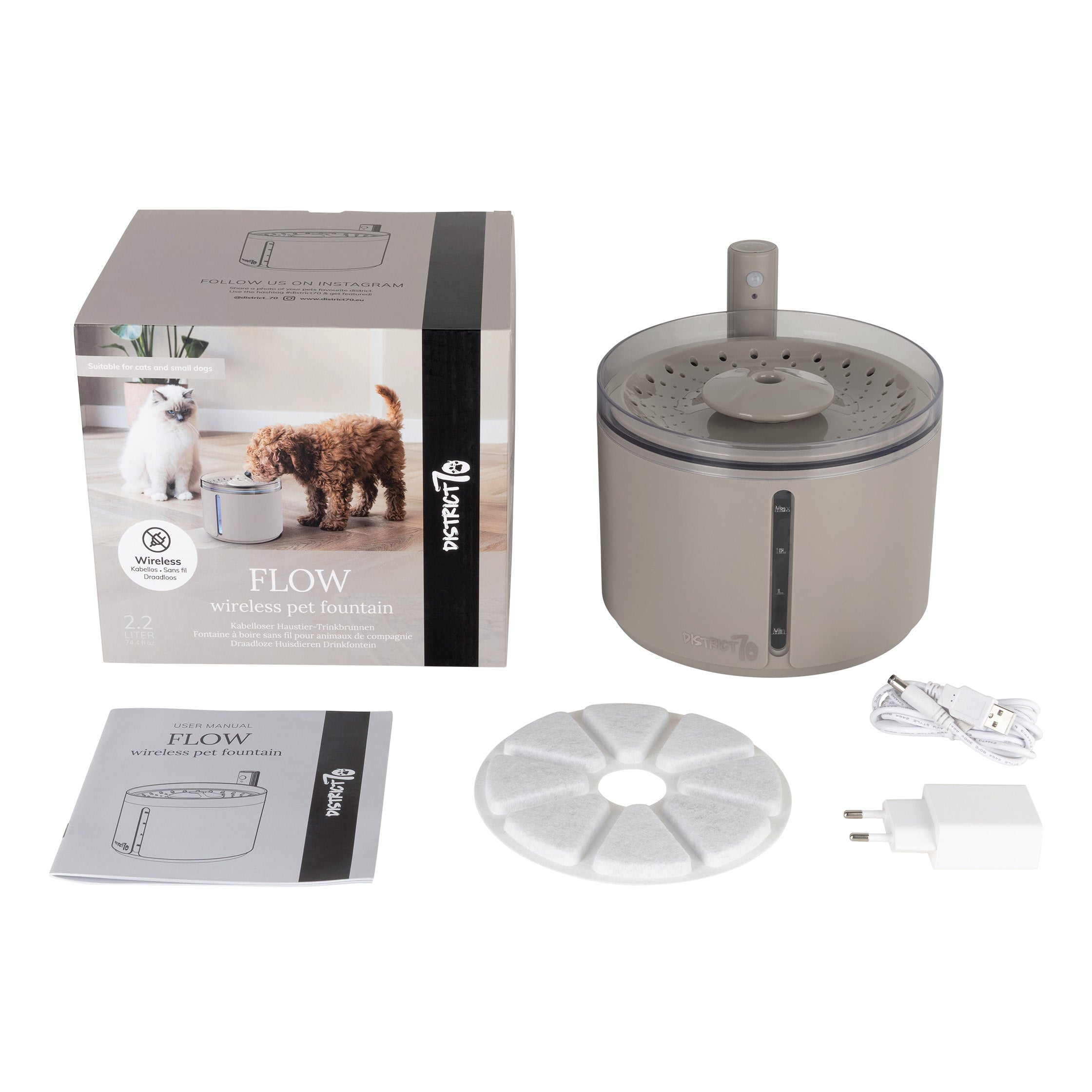 FLOW 2.2 L kabellose Trinkbrunnen - Schwarz