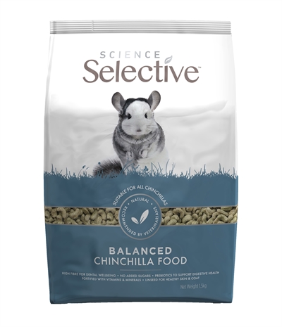 SUPREME Voeding Chinchilla Science Selective Voorkomt selectief eten 19% vezel, laag vet - 1,5 kg