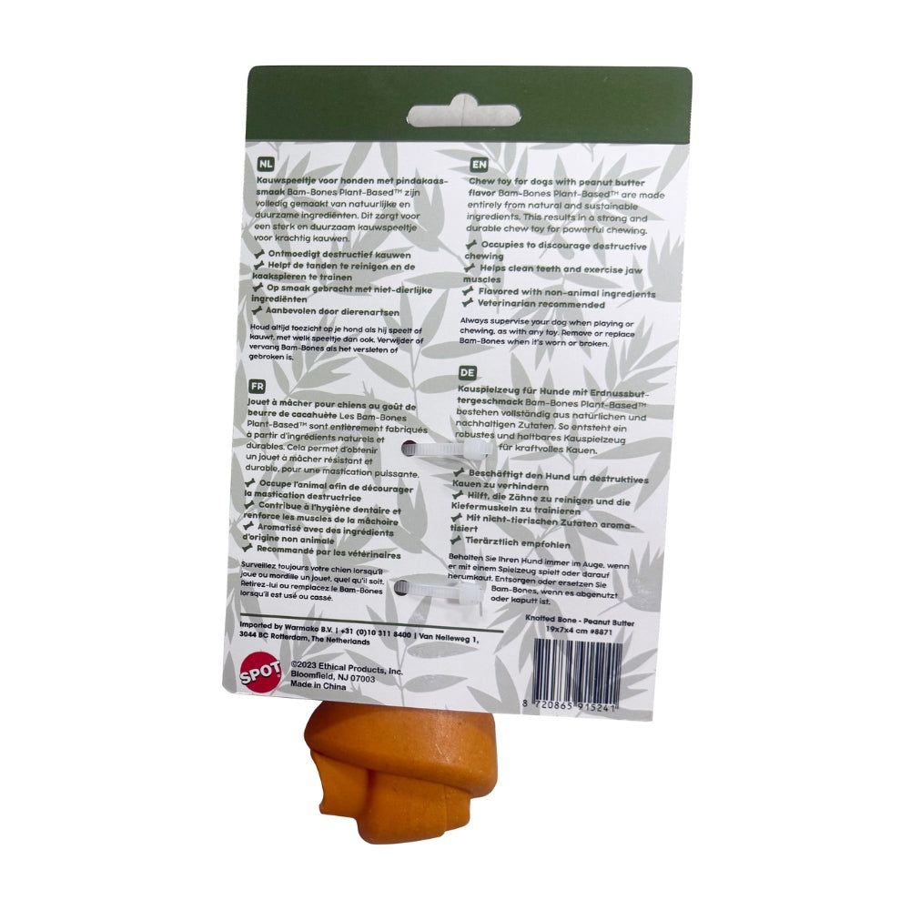 Spot Bam-Bones Plant-Based knotted bone kauwspeelgoed PLA/PBS/bamboe 19x7x4 cm