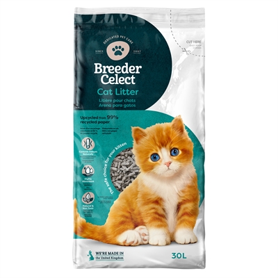 BREEDERCELECT Kattenbakvulling GERECYCLED - meer dan 99% gerecycled papier, geen toevoegingen, zeer absorberend - 30 LTR