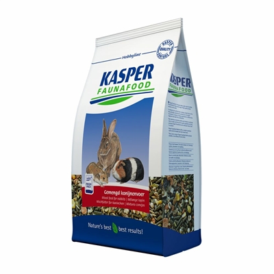 KASPER FAUNAFOOD Hobbyline Gemengd konijnenvoer Wortelstukjes - Compleet natuurlijk recept - Hoog eiwit & kwaliteitsgranen - Mix
