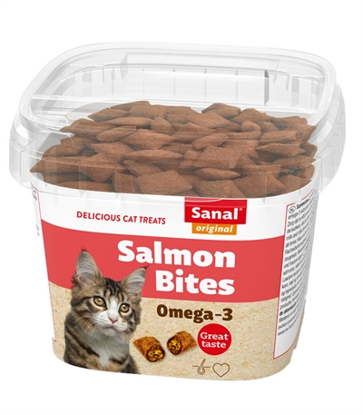 SANAL Kattensnoepjes CAT SALMON BITES CUP Zalmvulling, boordevol vitaminen en taurine - 75 g