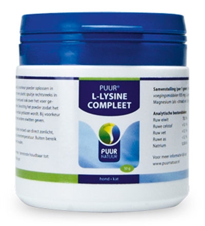 PUUR NATUUR L-Lysine Hond & Kat Weerstandverhogend, Herstelondersteunend, Mg+B6 opnamebevorderend - 1 g maatschep