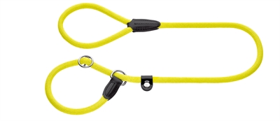 HUNTER Retrieverlijn Met Stop Freestyle - Metalen veiligheidsstop, duurzaam, leer - Neon geel - 170x1 cm