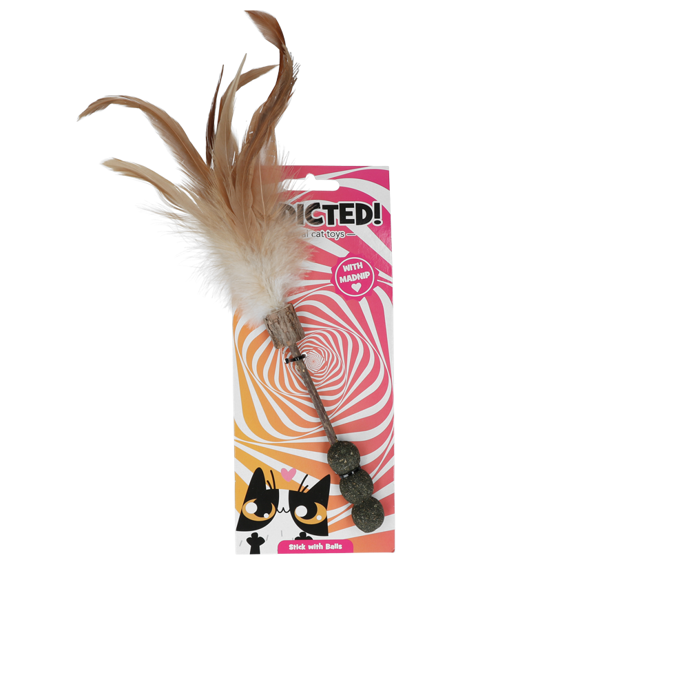 Addicted! Stick with Balls & Feathers jouet pour chat avec MADNIP