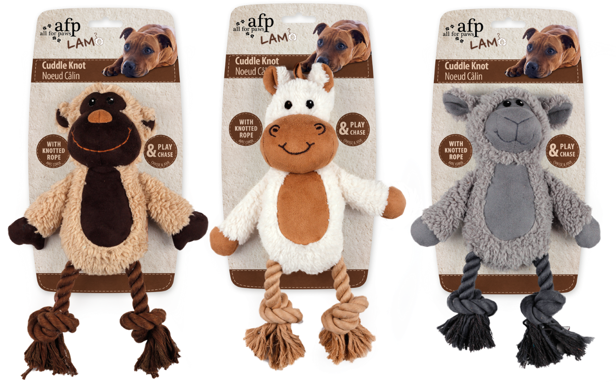 AFP Lambswool Cuddle Knot jouet en peluche pour chien avec corde