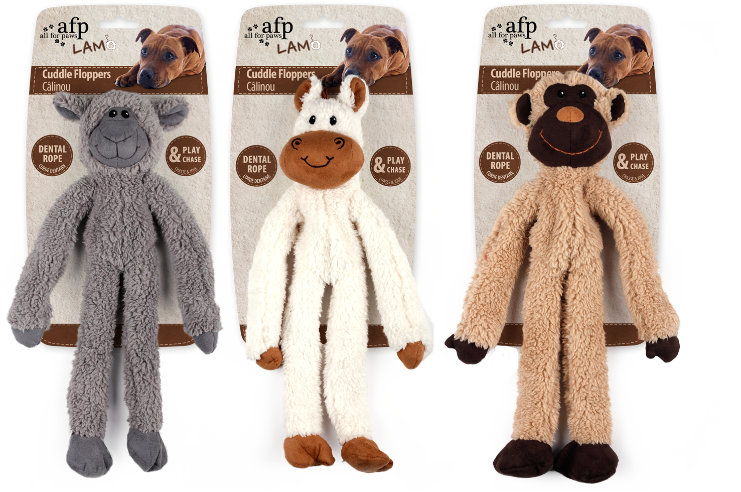 AFP Lambswool Cuddle Floppers jouet en peluche pour chien avec corde