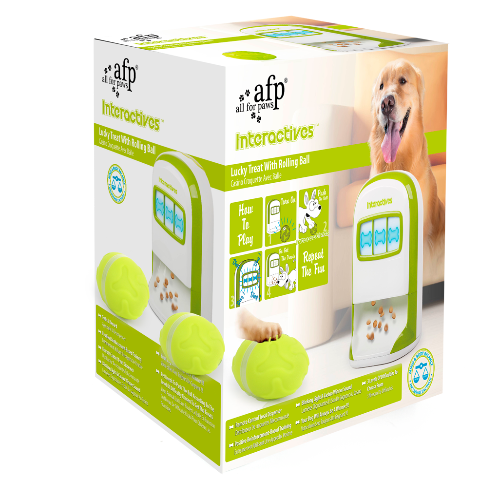 AFP Interactives Lucky Treat distributeur de friandises avec balle pour chien