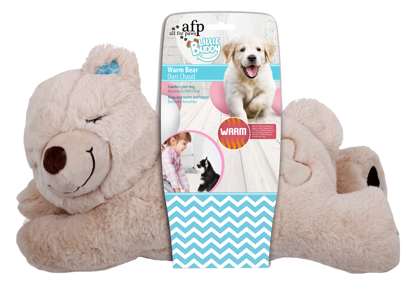 AFP Little Buddy Warm Bear pluche hondenspeelgoed voor puppy's 36 cm