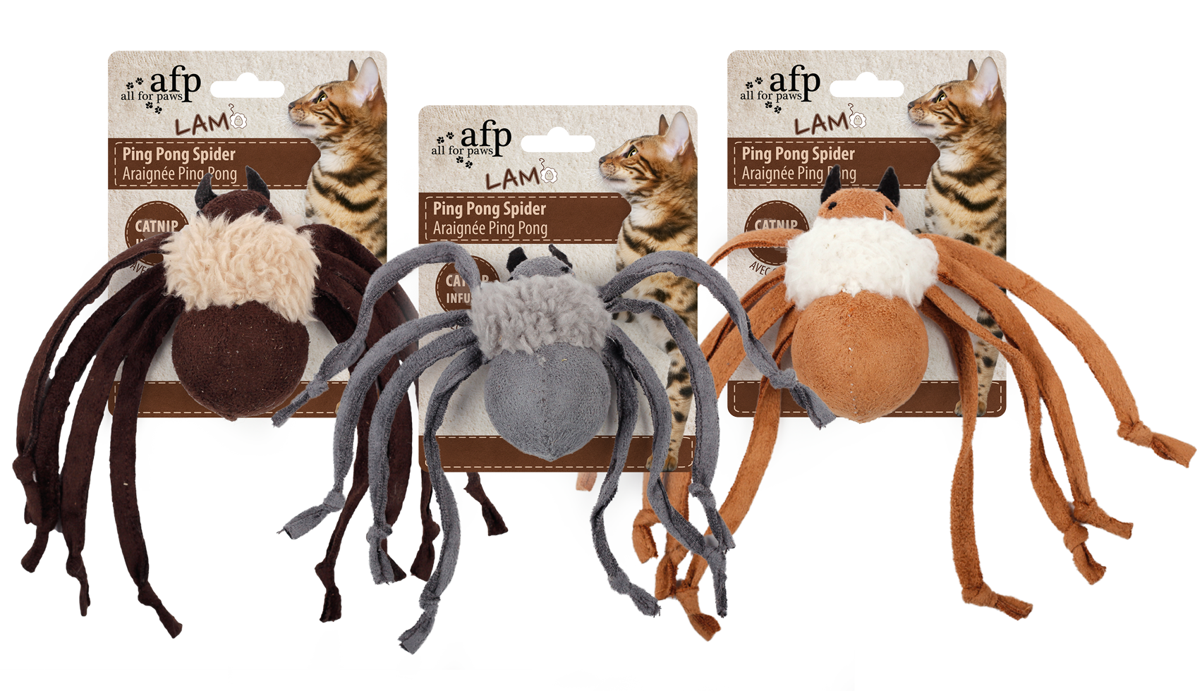 AFP Lambswool Ping Pong Spider jouet pour chat à l'herbe à chat