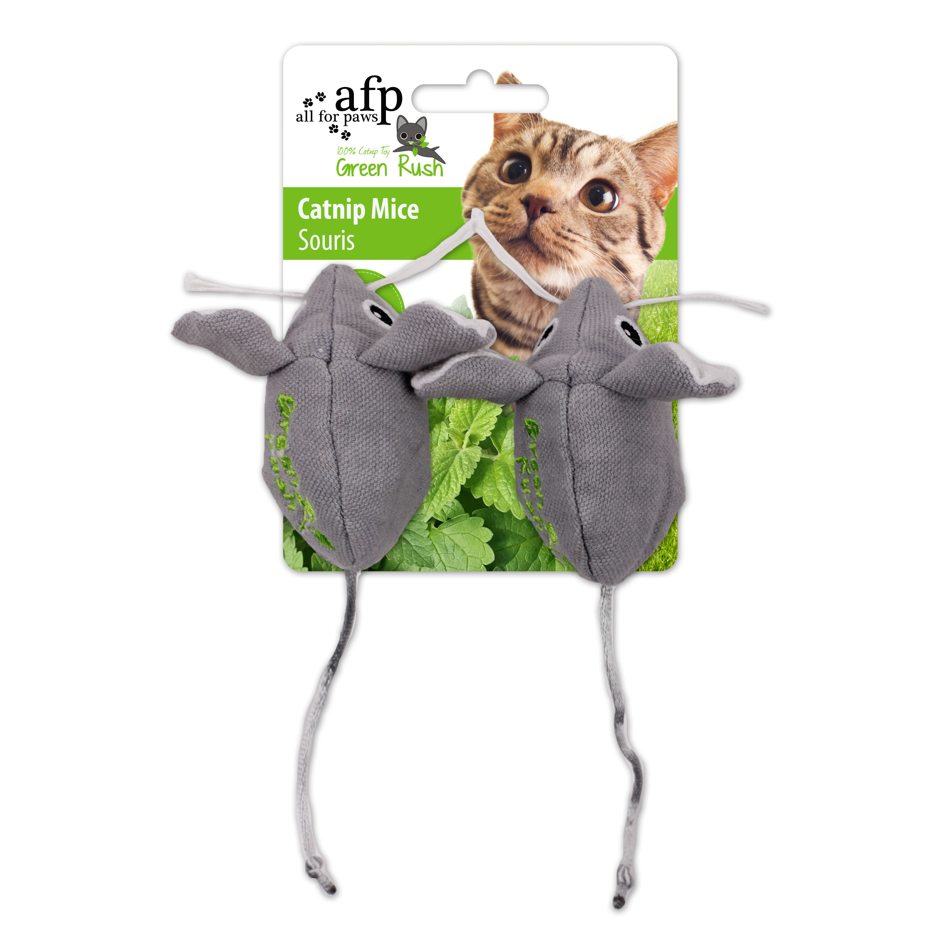 AFP Green Rush Catnip Mice Mäuse mit kanadischem Catnip, 2 Stück