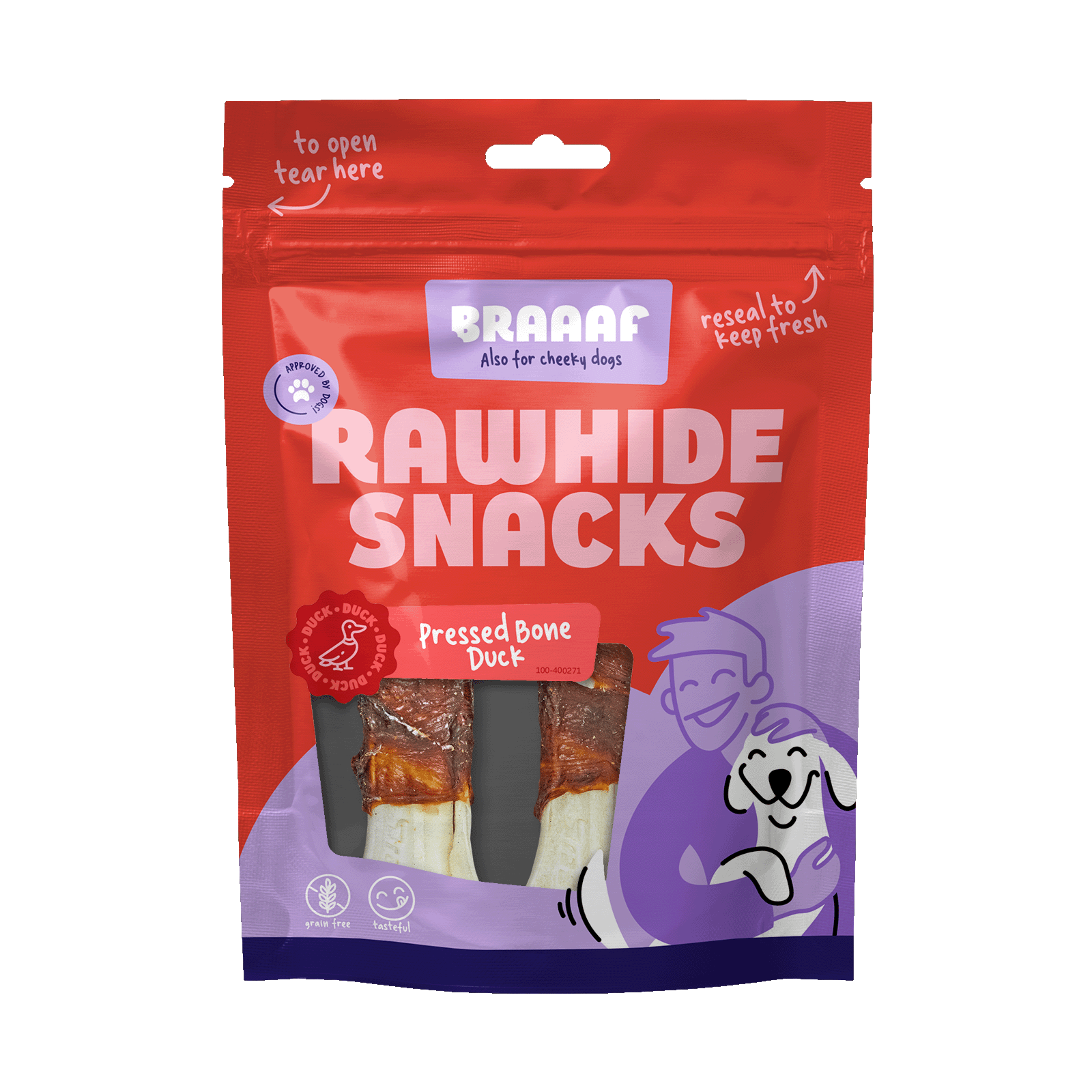 Braaaf Rawhide Pressed Bone Ente - 12,5 cm