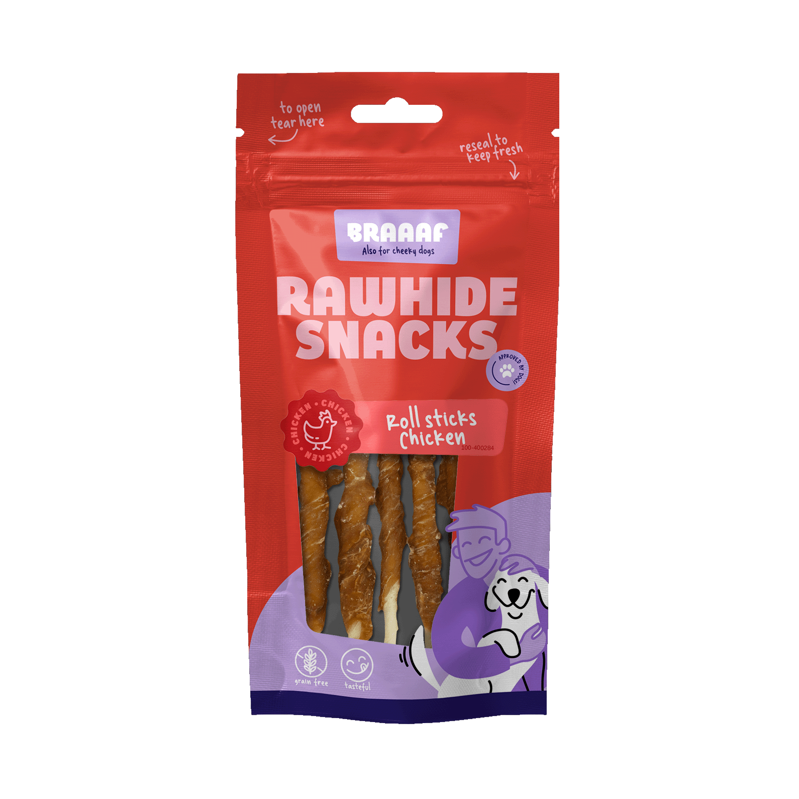Braaaf Rawhide Roll Sticks Kip - 8 st.