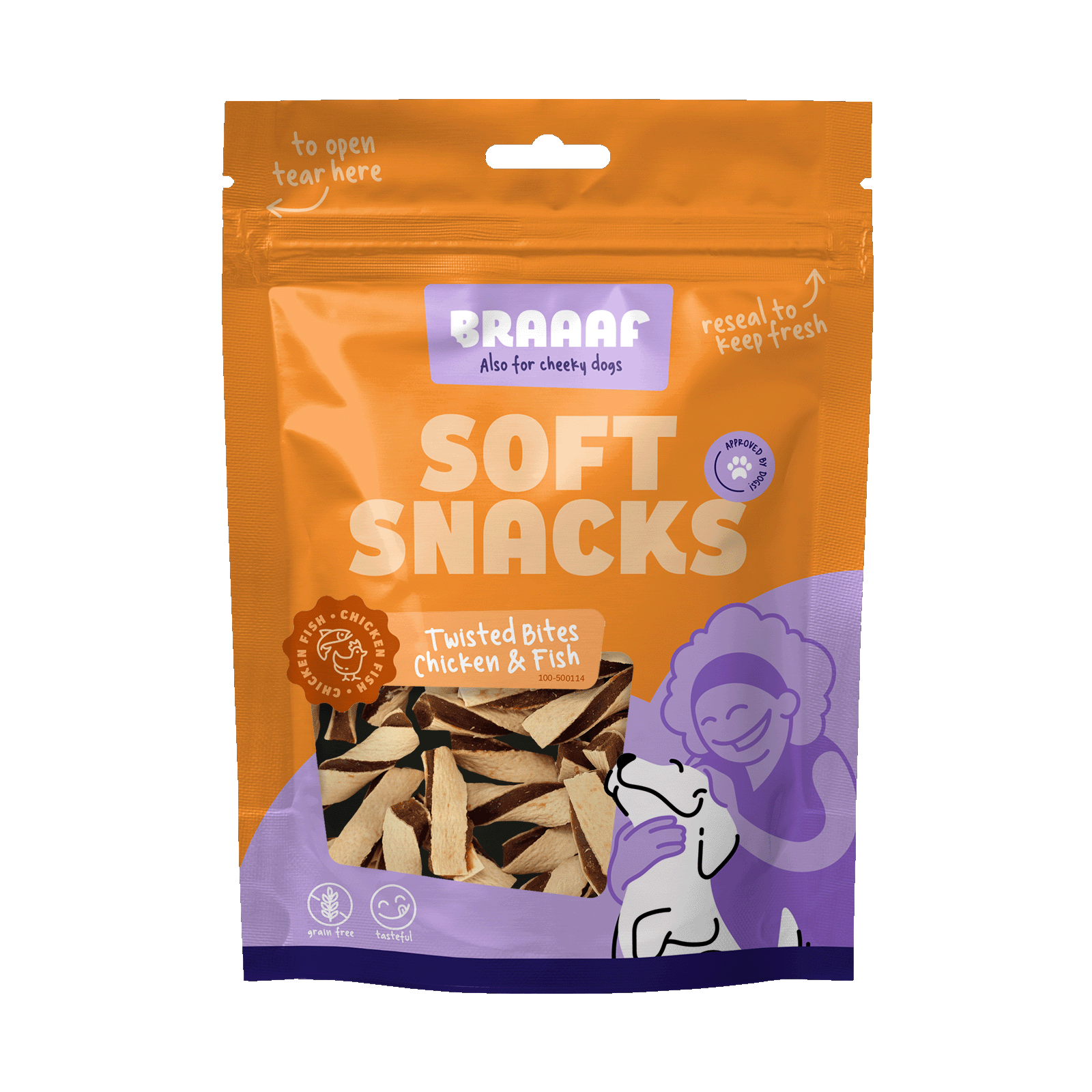 Braaaf Soft Snack Gedraaide Bites - Kip & Vis