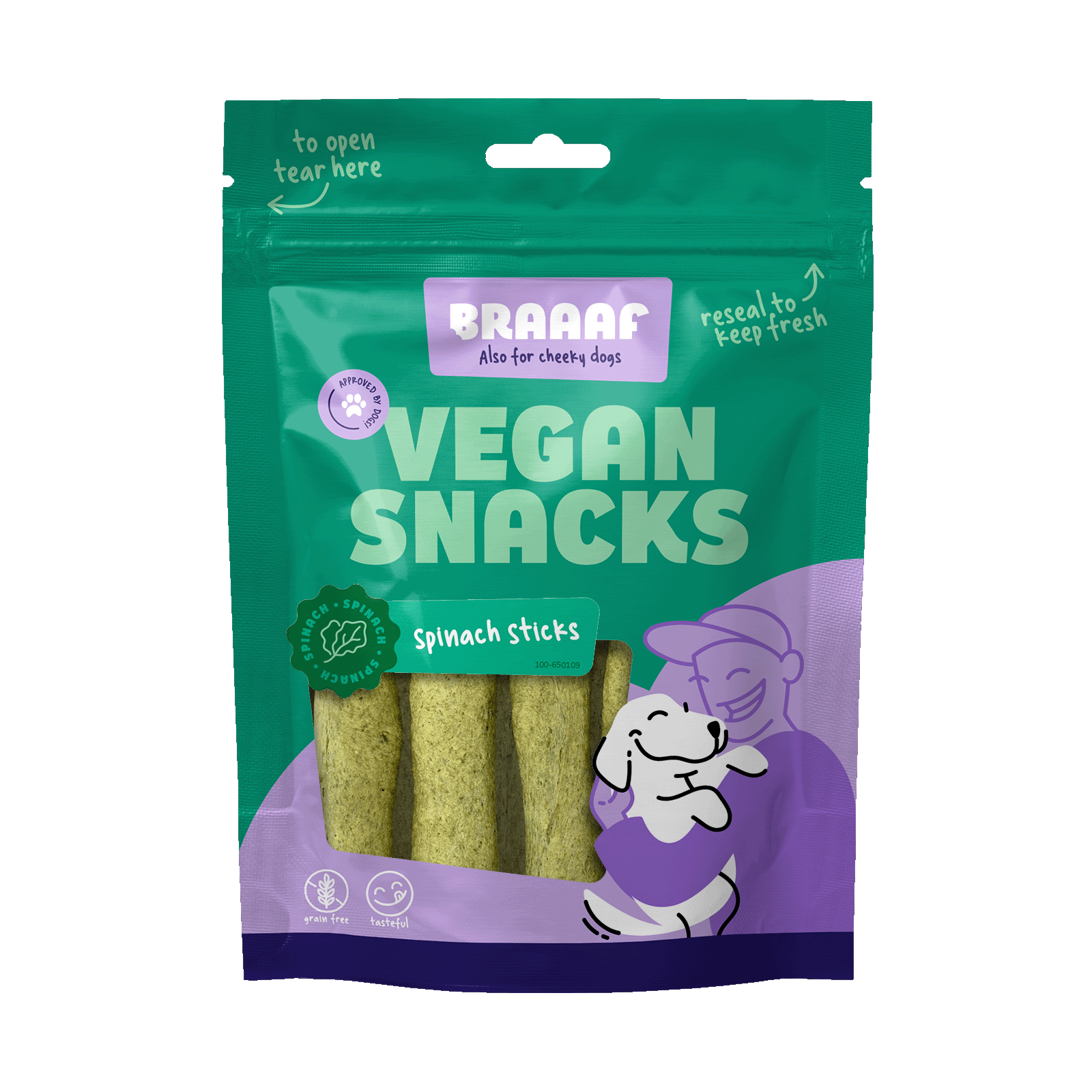 Braaaf Vegan Snack Stick aux épinards - 12 cm