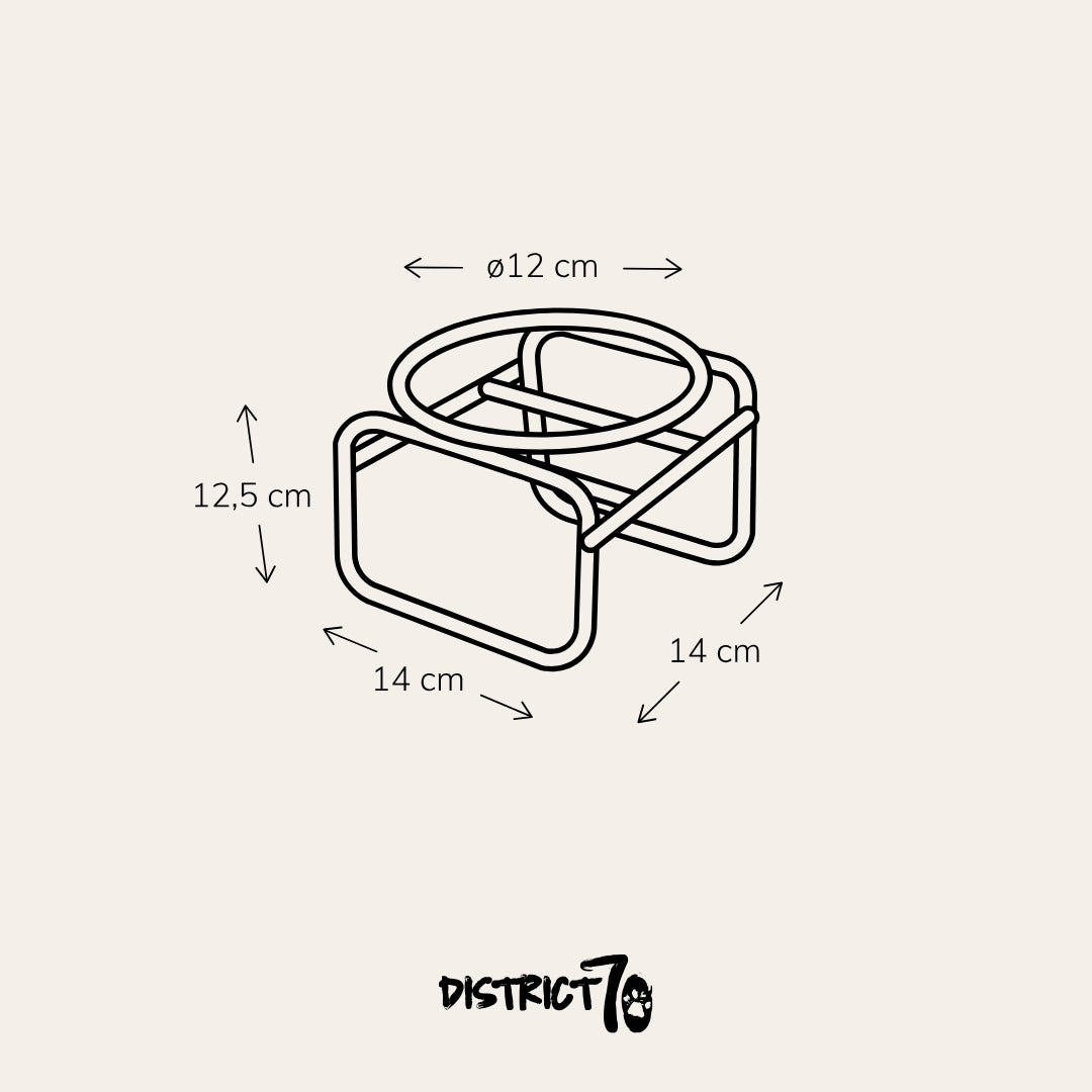 District 70 voer- of drinkbak staal 14 x 14 x 12,5 cm