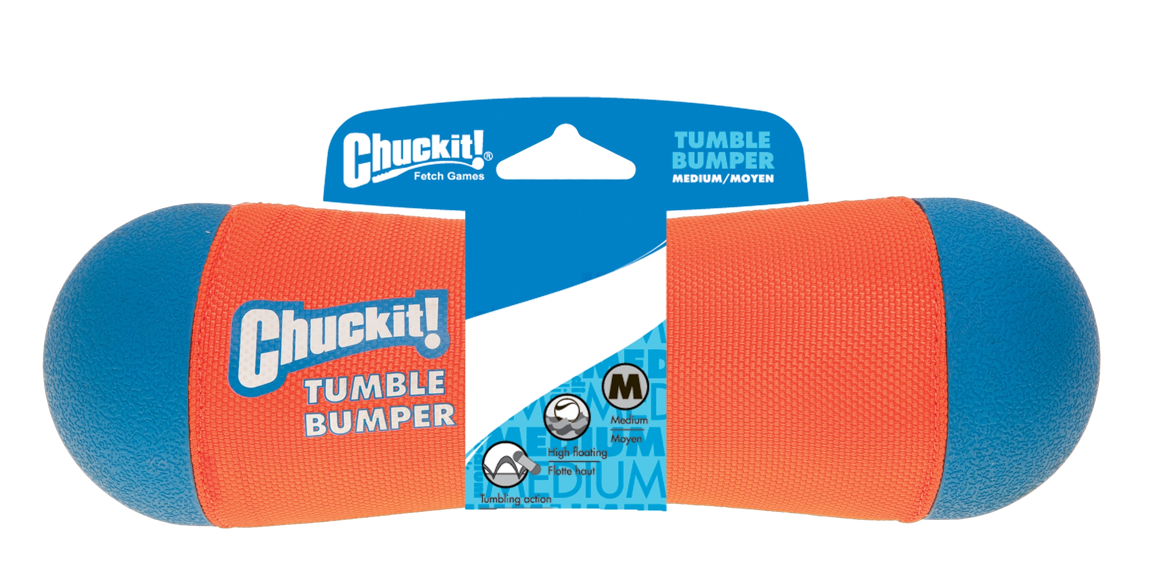 CHUCKIT Jouet pour chien Tumble Bumper Rebond imprévisible, flotte, facile à saisir - Multicolore - 21 cm