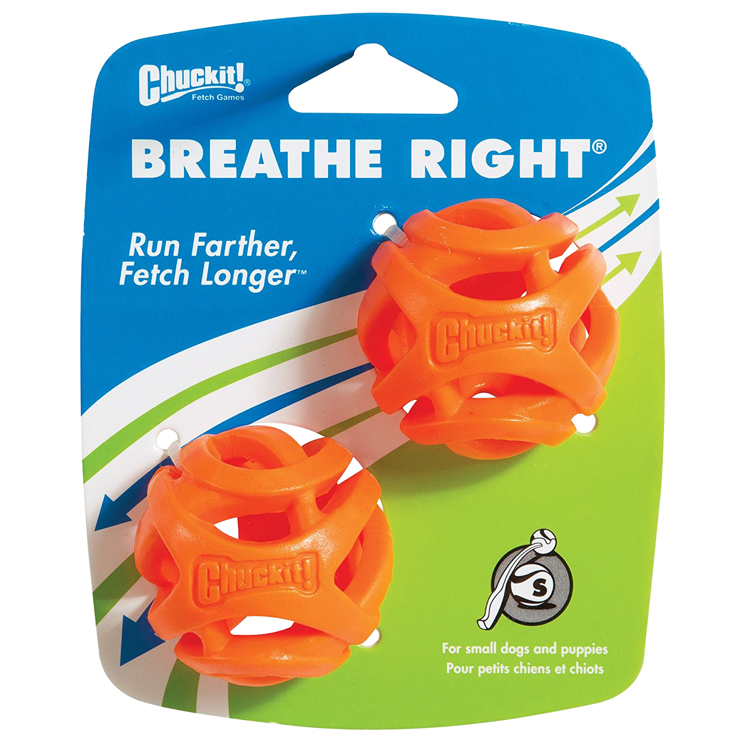 Chuckit Breathe Right Fetch balle pour chien caoutchouc flottante 5 cm (2 pièces)