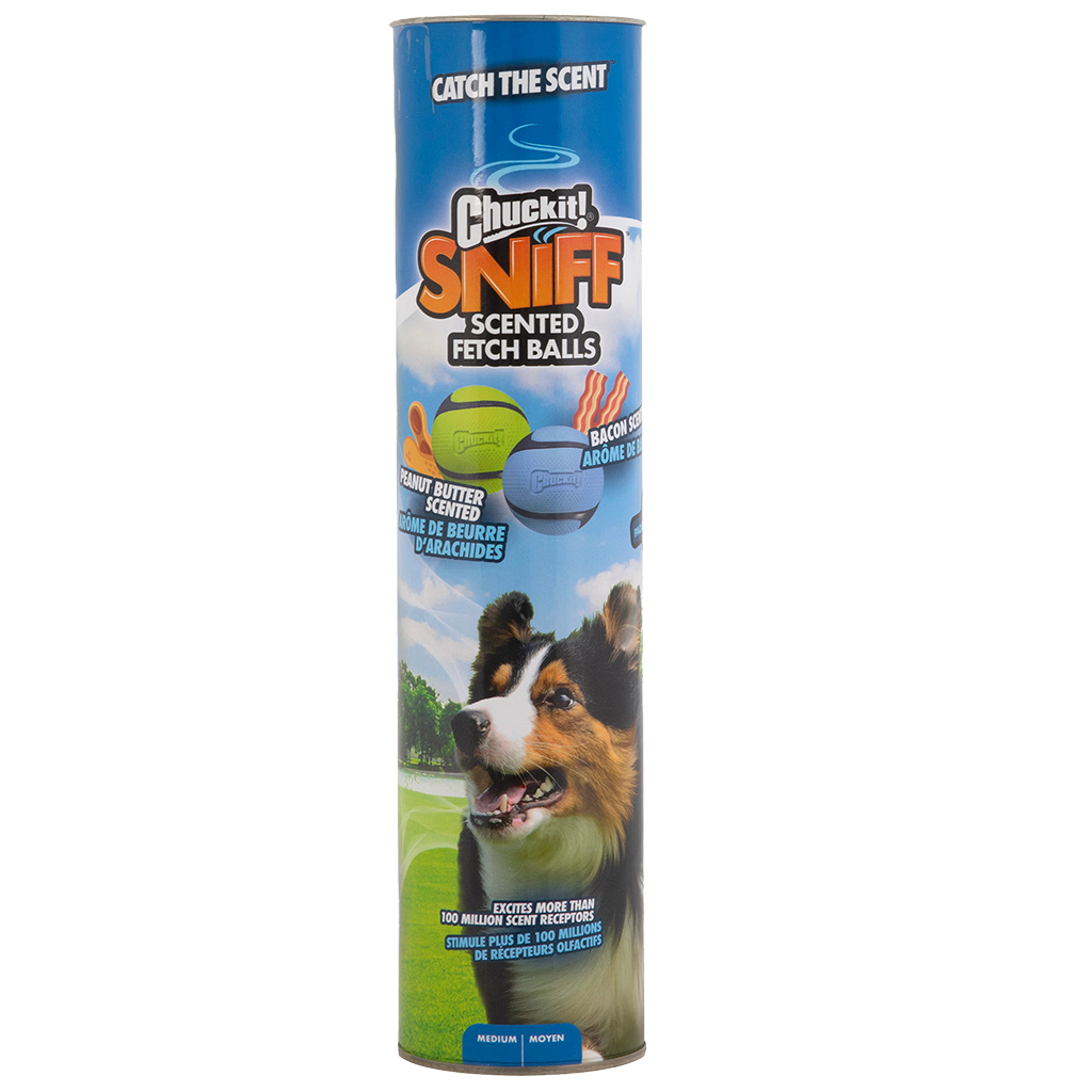 Chuckit! Sniff Fetch Ball Bacon & Peanut Butter balles pour chien M lot de 4