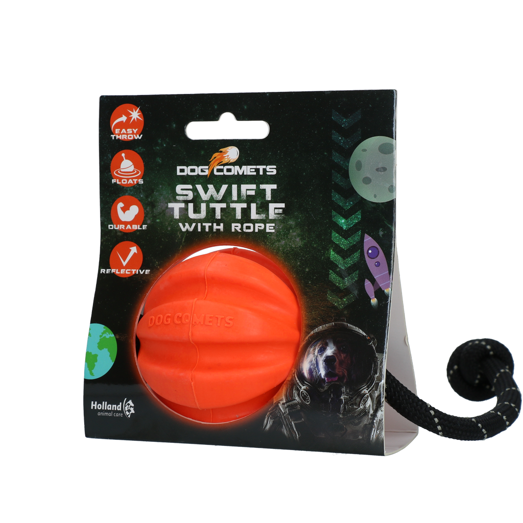 Dog Comets Swift Tuttle balle pour chien avec corde Orange