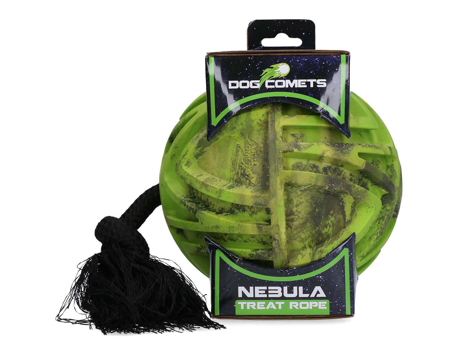 Dog Comets Nebula Treat Rope traktatiebal met touw Groen