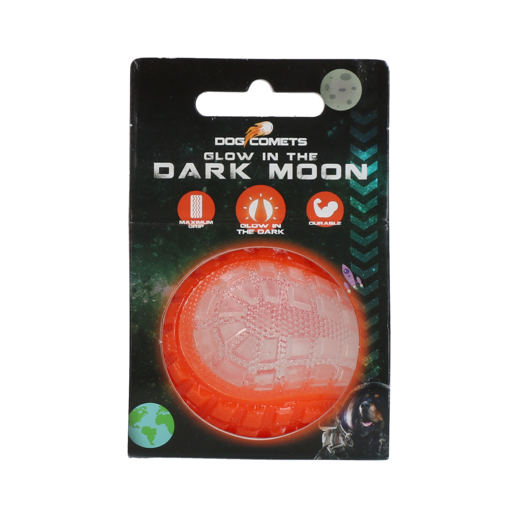 Dog Comets Glow in the Dark Moon Ball Hundespielzeug S Orange