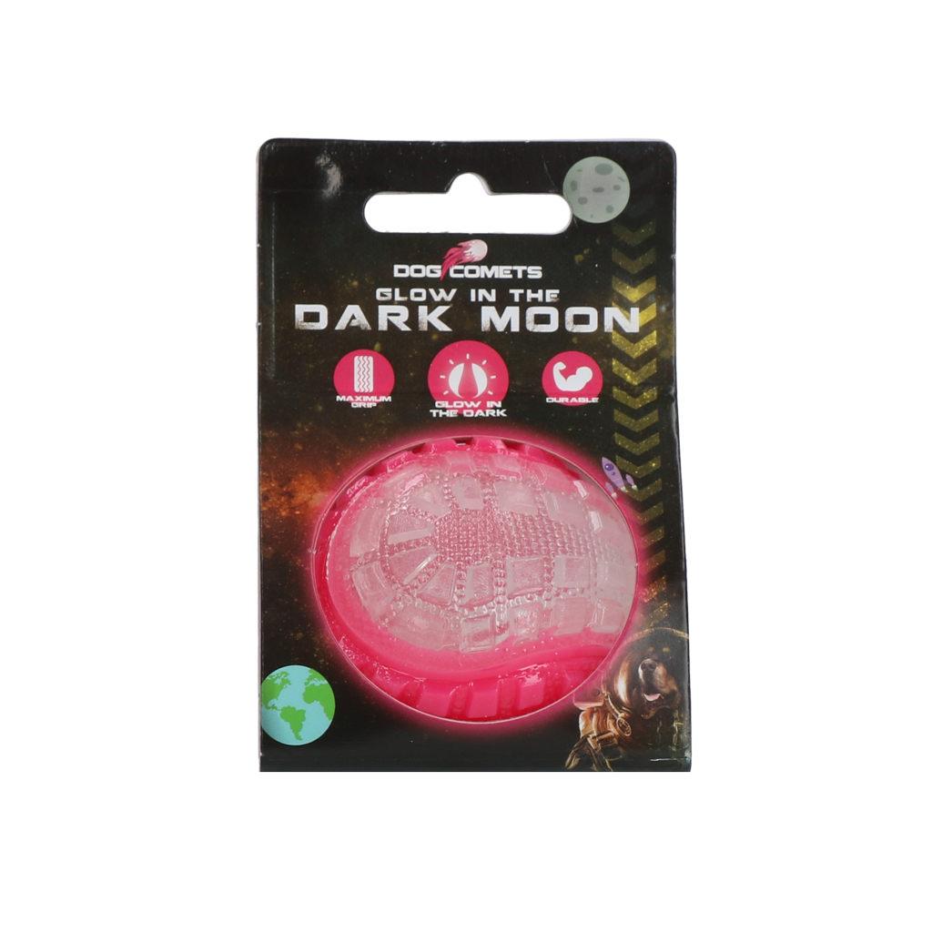 Dog Comets Glow in the Dark Moon Bal hondenspeelgoed S Roze