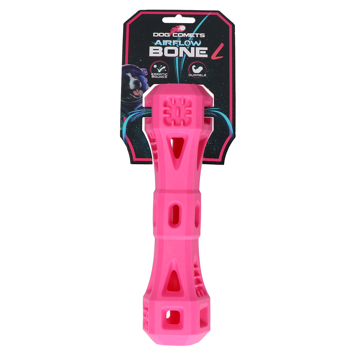 Dog Comets Airflow Bone jouet pour chien rose L