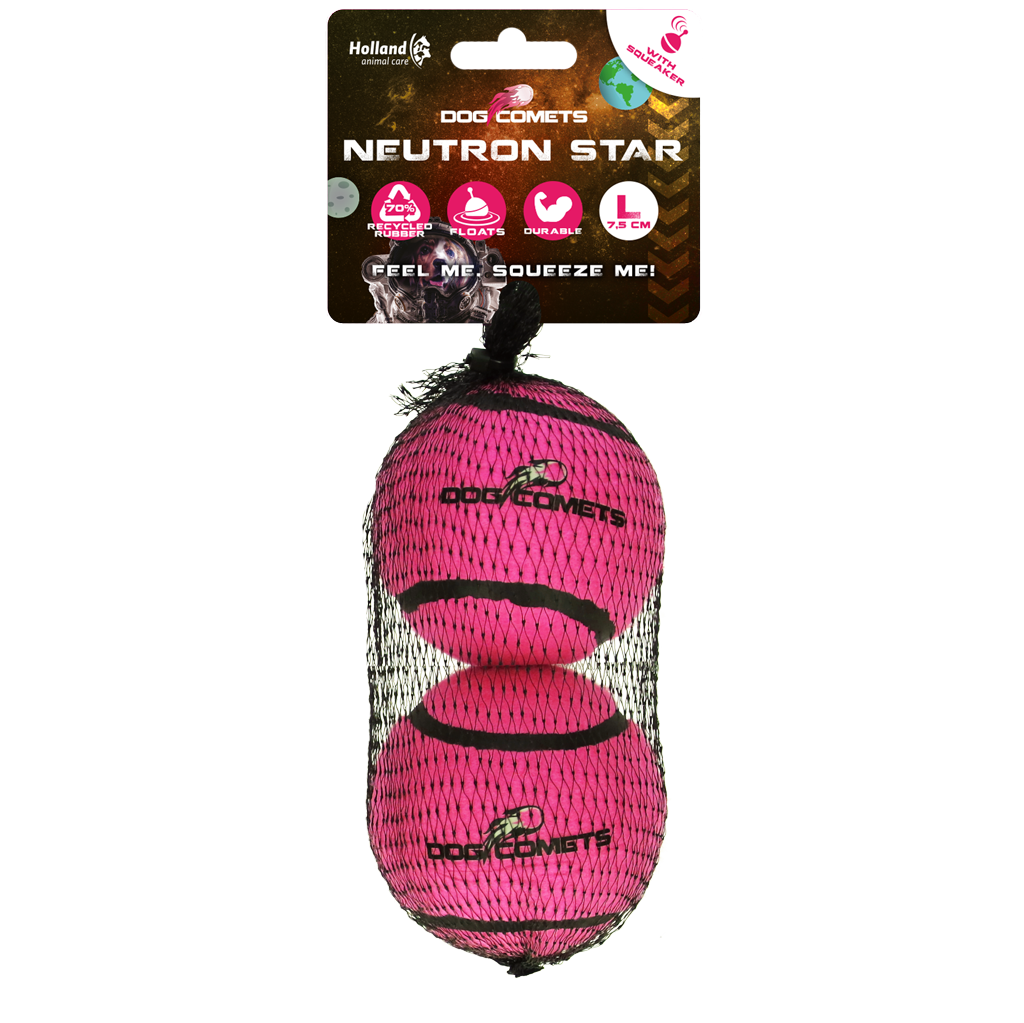 Dog Comets Neutron Star Tennisball mit Quietscher L Rosa (2er-Pack)