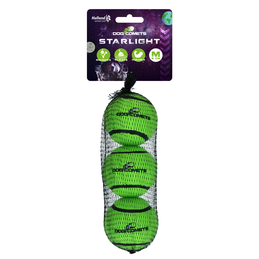 Dog Comets Starlight balle de tennis M vert (lot de 3)
