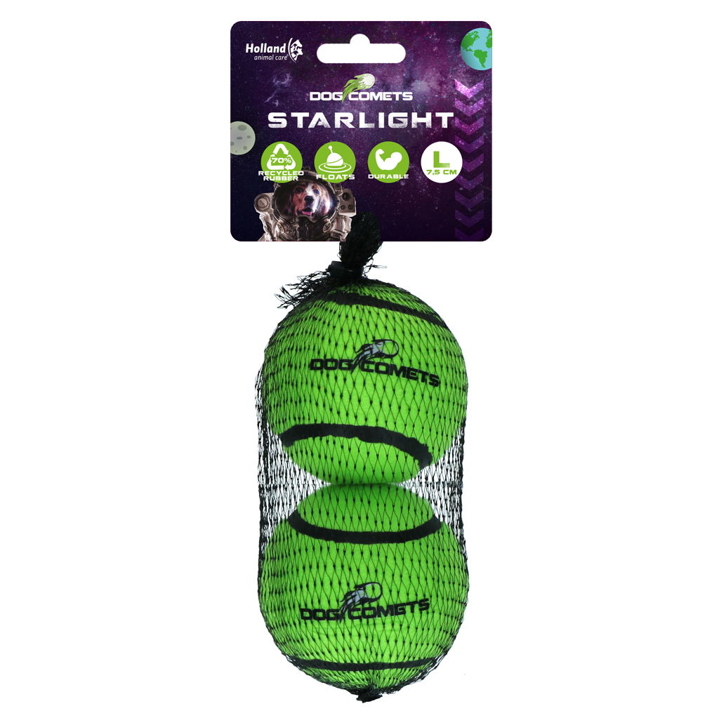 Dog Comets Starlight balle de tennis L vert (lot de 2)