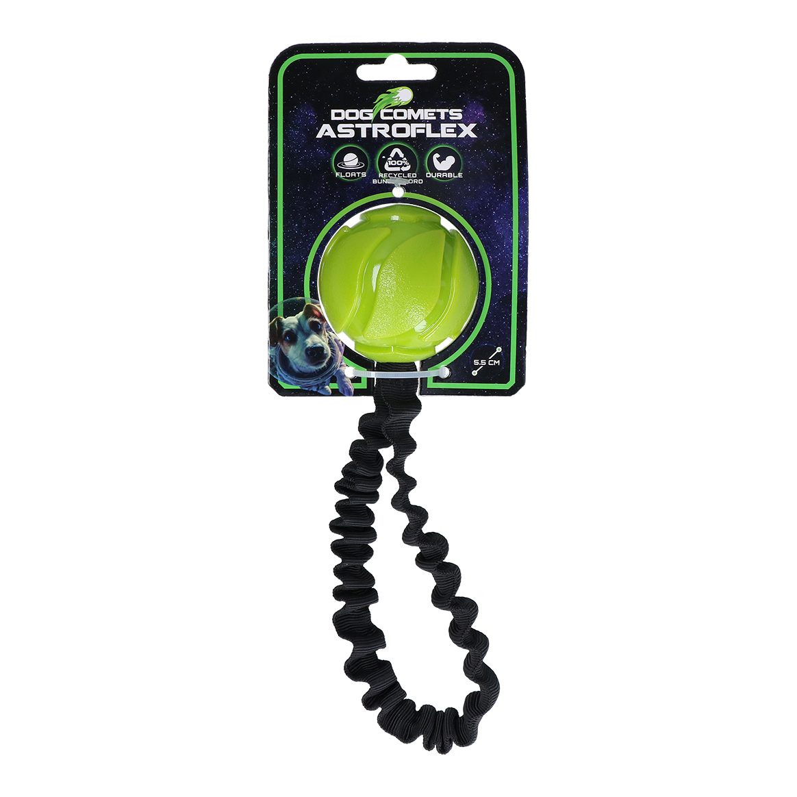 Dog Comets AstroFlex apporteerbal met band Groen
