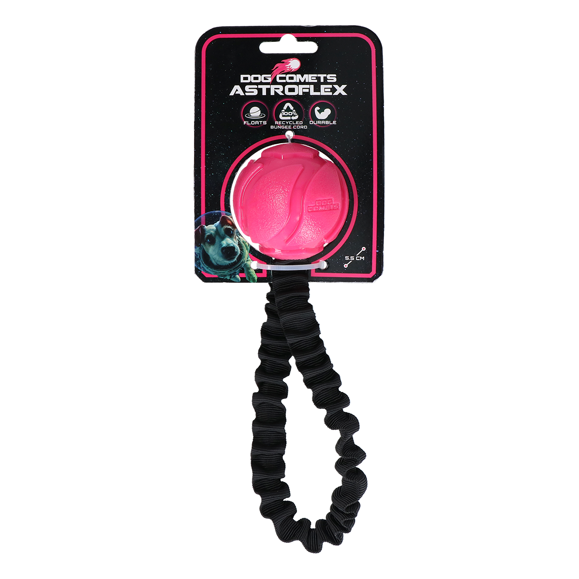 Dog Comets AstroFlex Apportierball mit Band Rosa