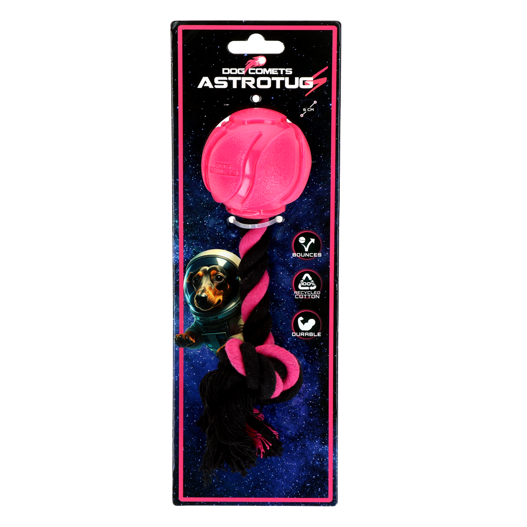 Dog Comets AstroTug balle avec corde Rose