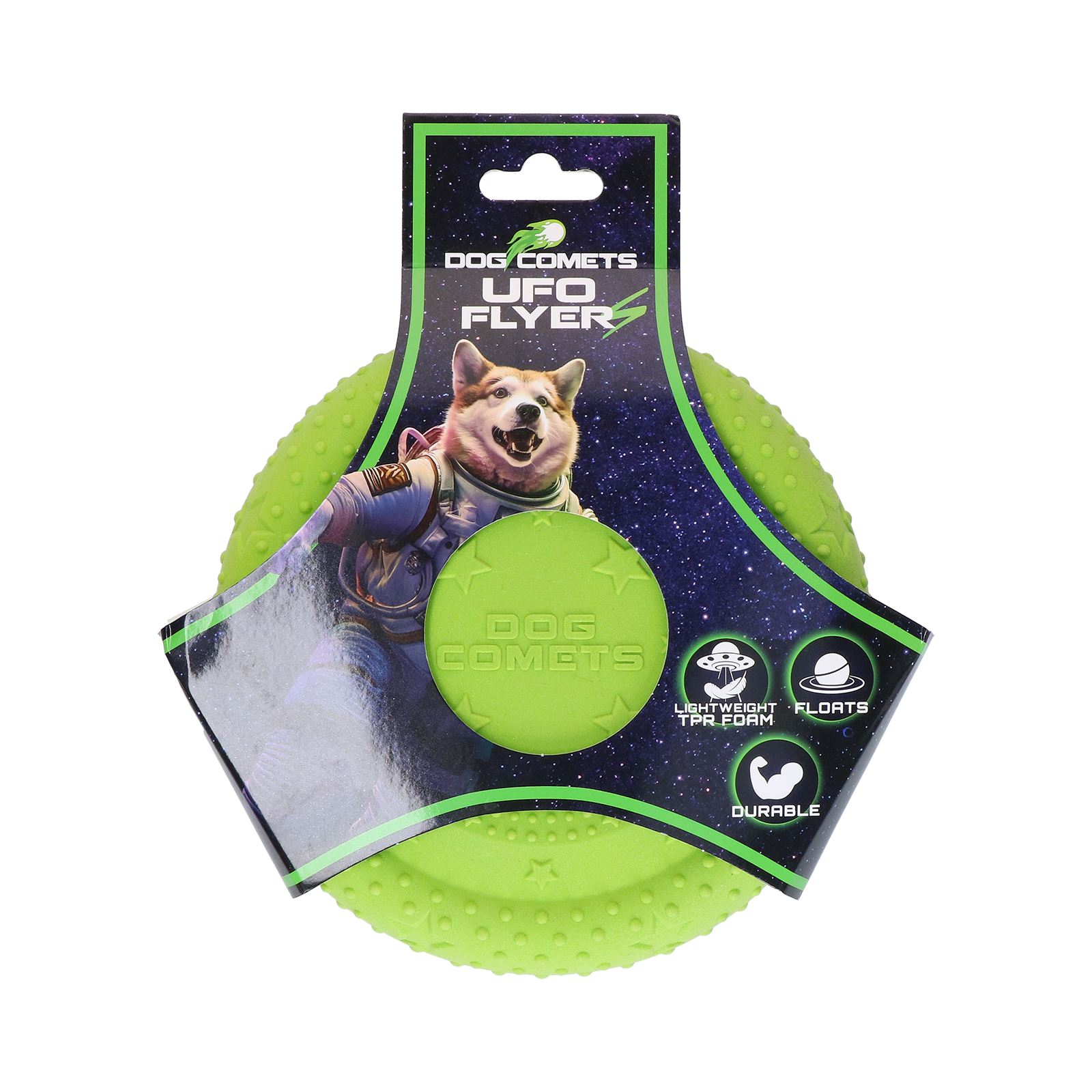 Dog Comets UFO Flyer frisbee pour chien Vert S