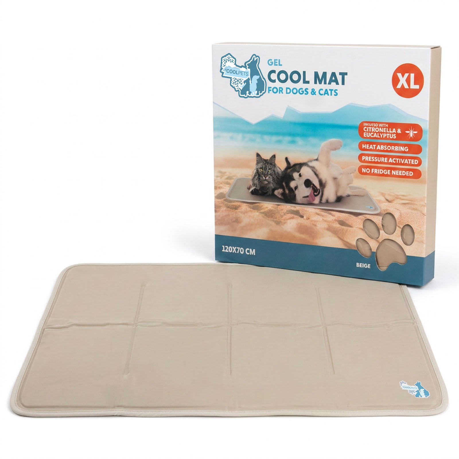 Coolpets Gel Cooling Mat Kühlmatte Beige XL