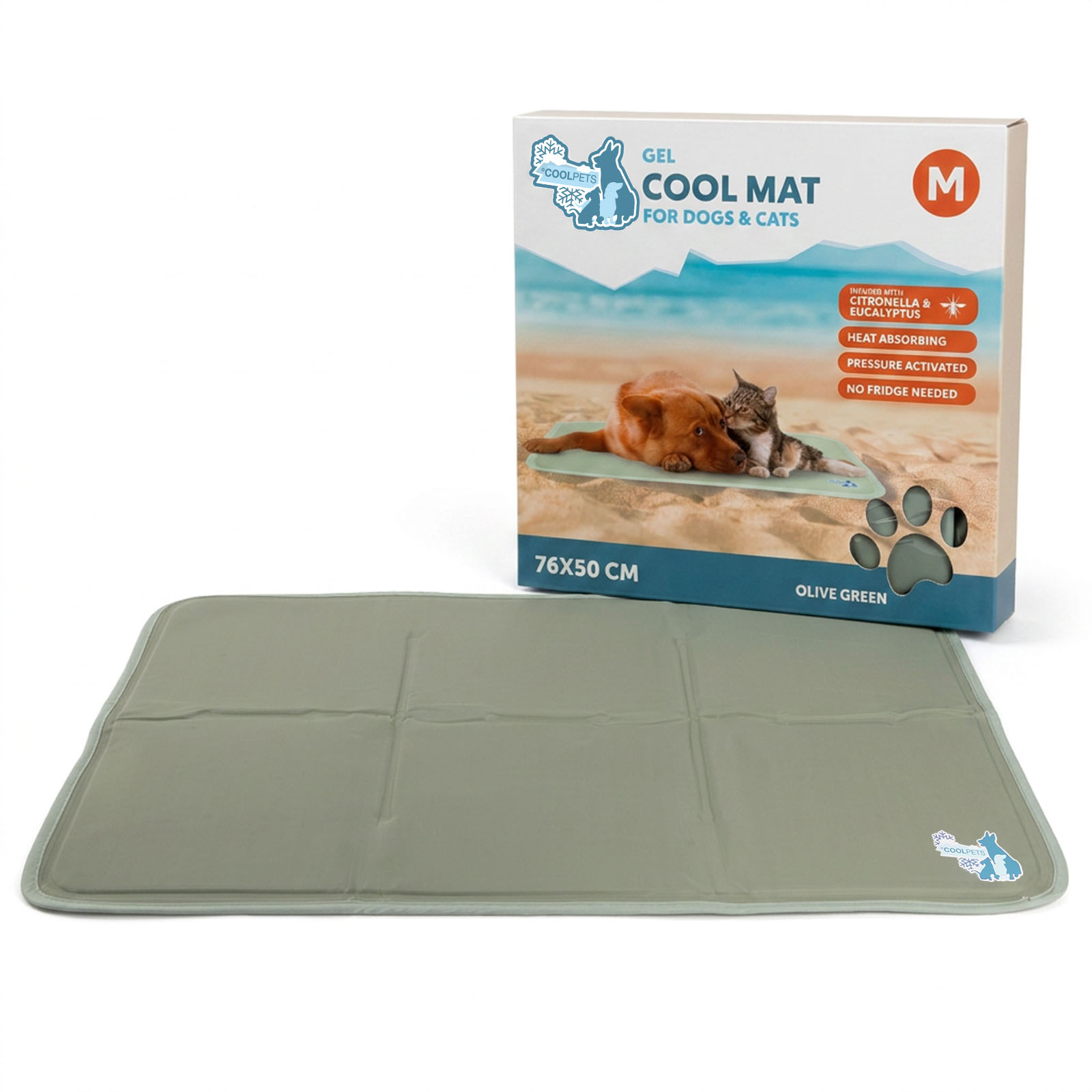 Coolpets Gel Cooling Mat koelmat Olijfgroen M