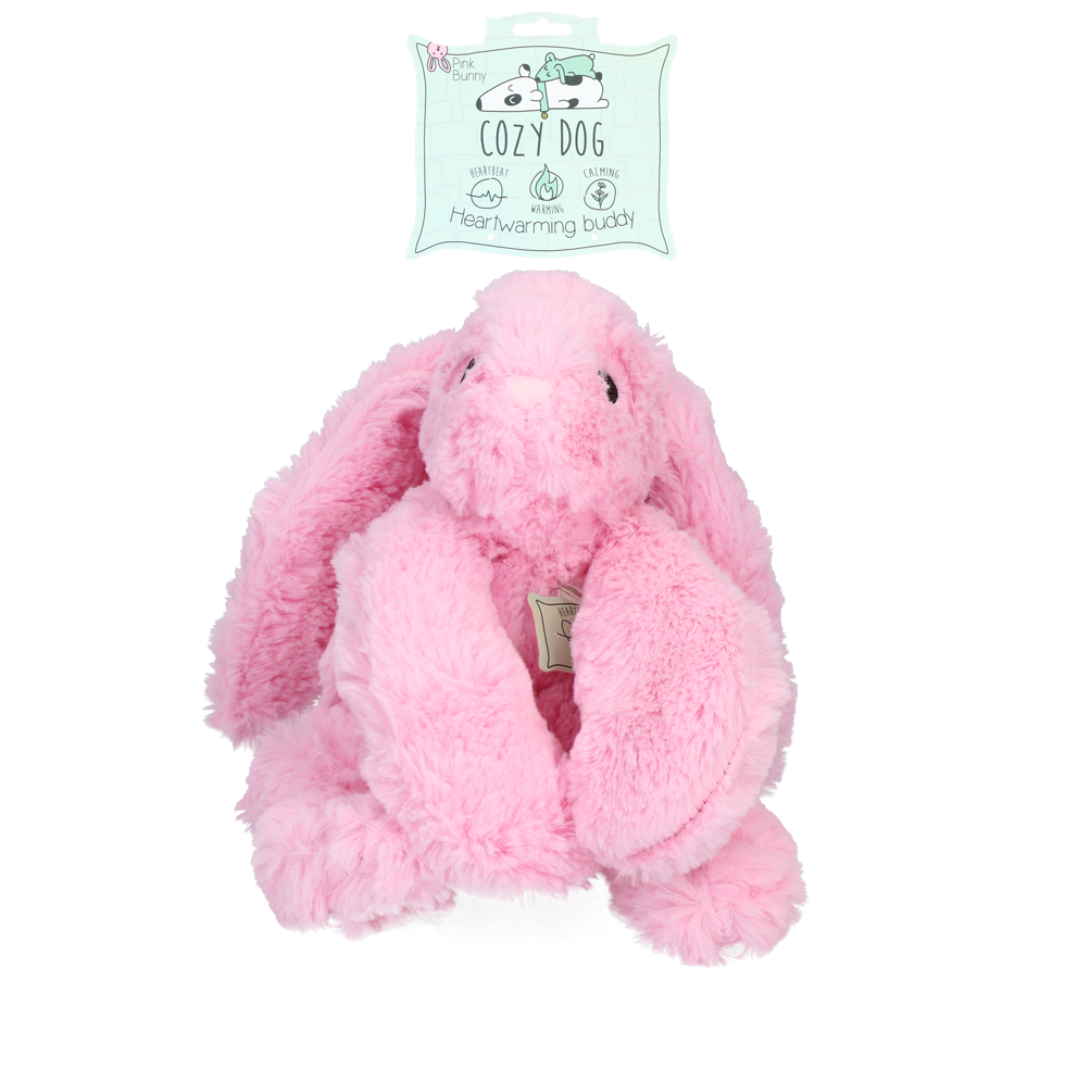 Cozy Dog Bunny peluche pour chien avec battements de cœur et sachet chauffant Rose