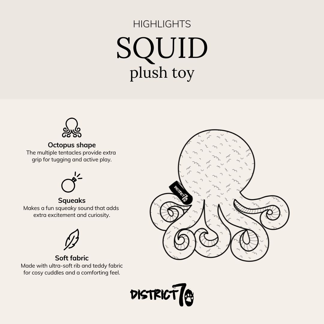District 70 SQUID pluche hondenspeelgoed polyester piepend One size