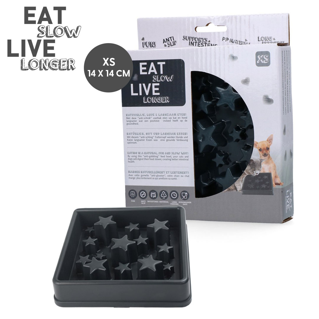 Eat Slow Live Longer Star Anti-Schling-Napf Grau XS