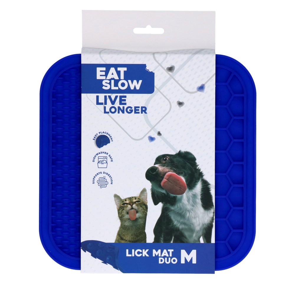 Eat Slow Live Longer Lick Mat Duo likmat M Blauw
