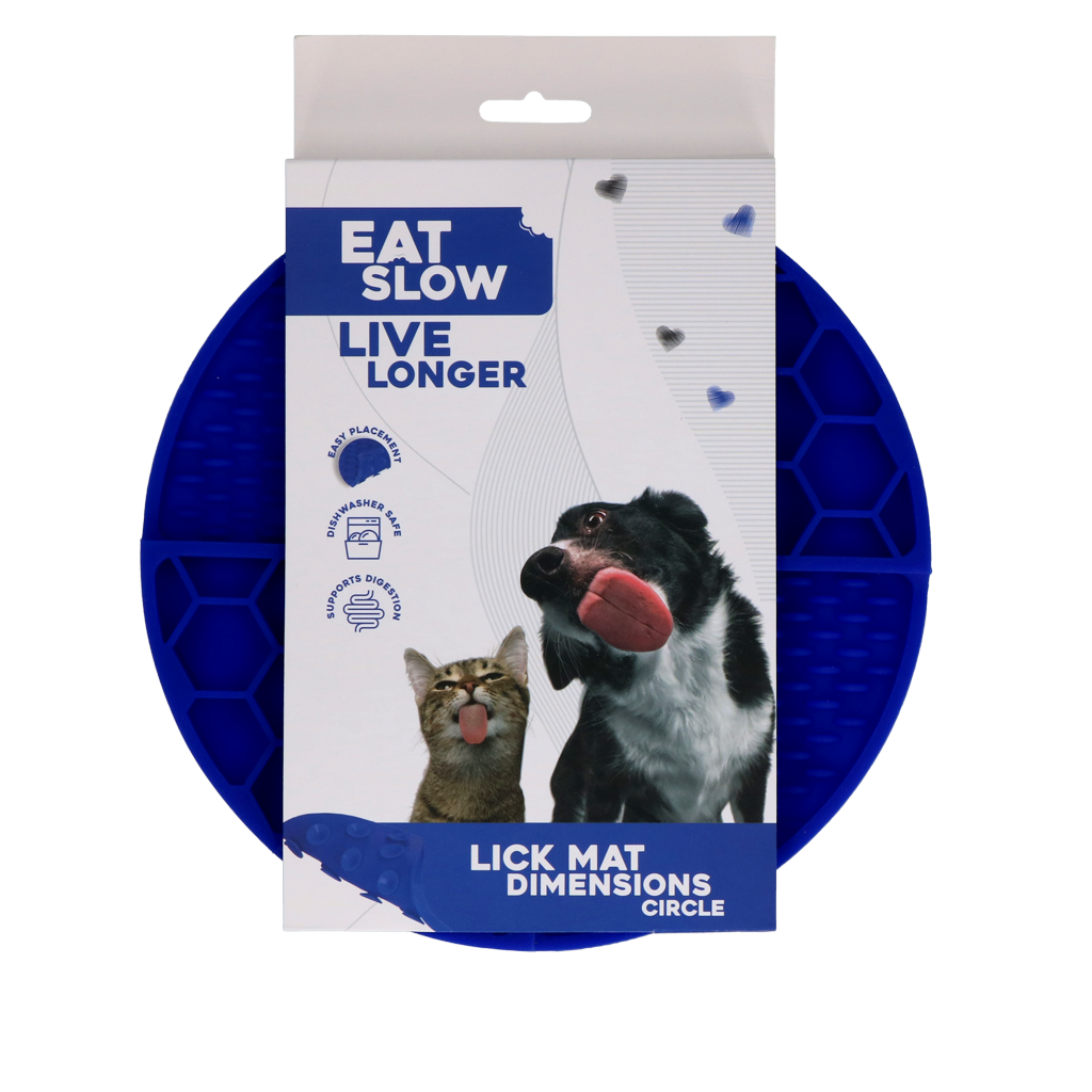 Eat Slow Live Longer Tapis à lécher Dimensions Circle bleu 21 cm