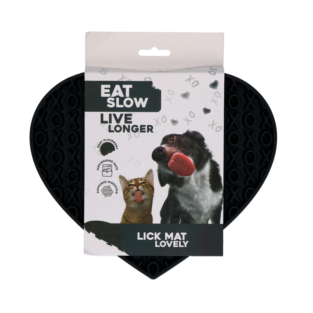 Eat Slow Live Longer Schleckmatte Lovely Heart Grau 19 x 23 cm
