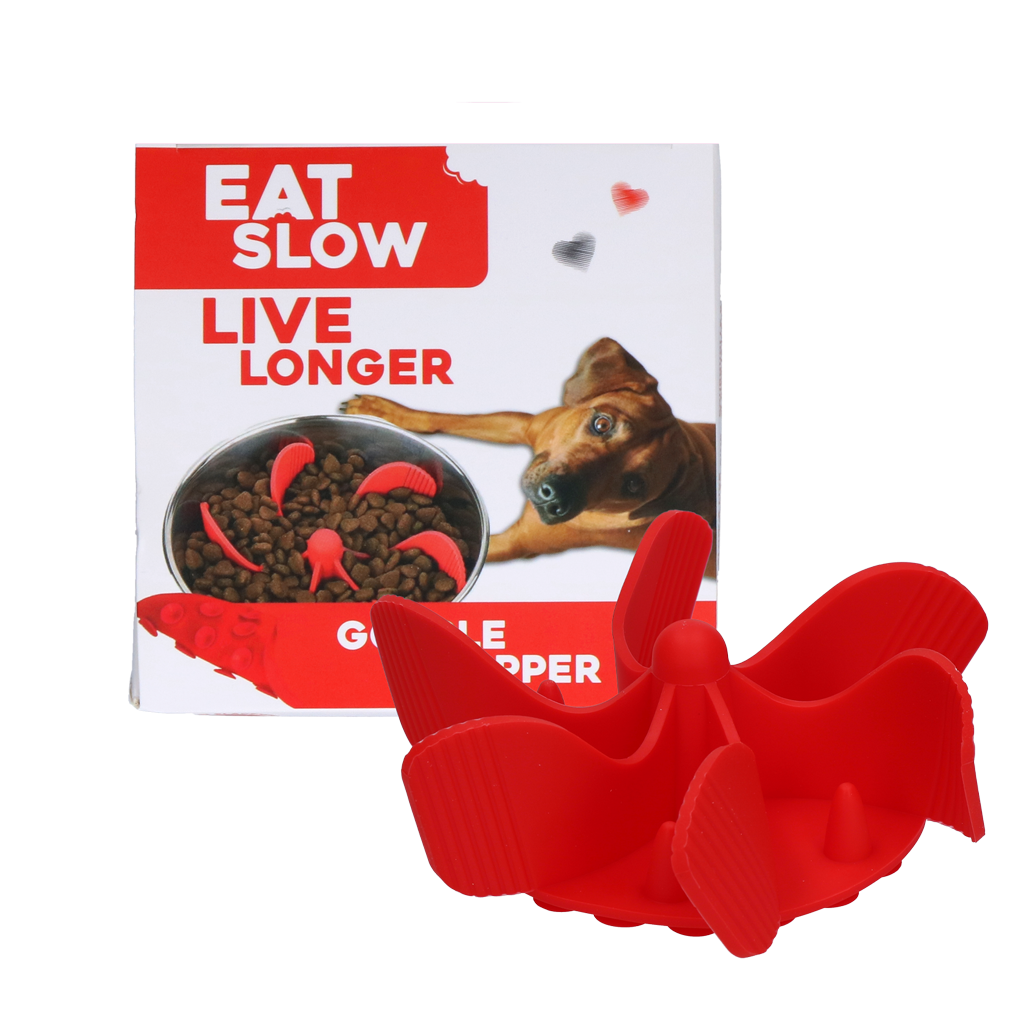 Eat Slow Live Longer Insert anti-glouton Gobble Stopper rouge M