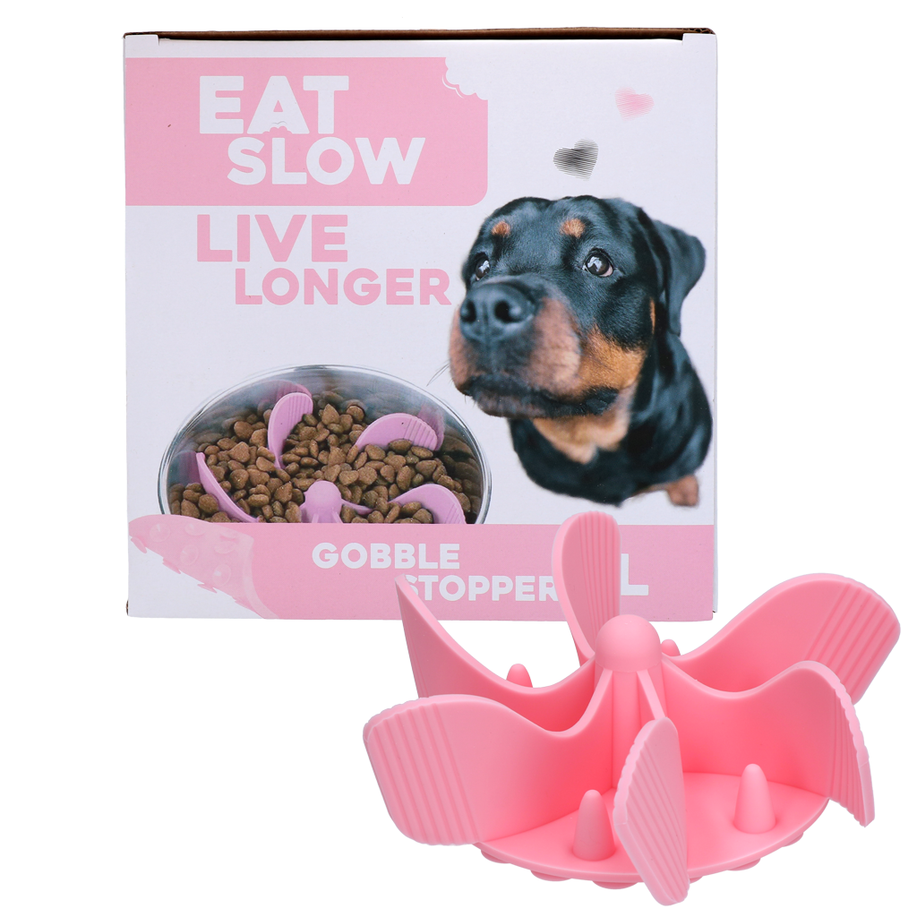 Eat Slow Live Longer Anti-Schling-Einsatz Gobble Stopper rosa L